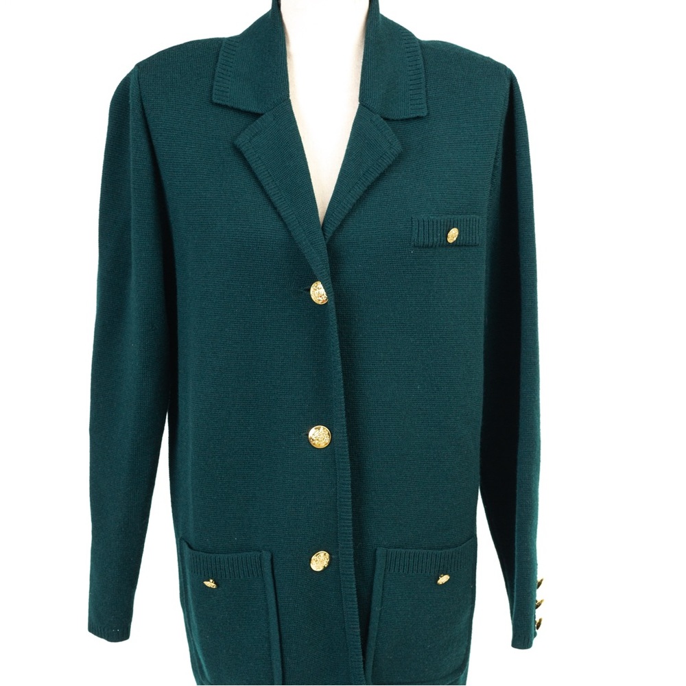 100% wool cardigan sweater gold crest buttons green Blarney Woollen Mills 10